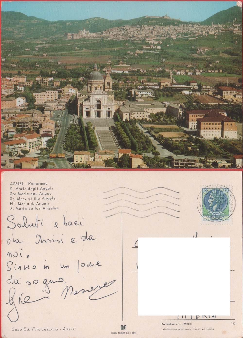 Assisi. Panorama. S. Maria degli Angeli. Viaggiata 1978