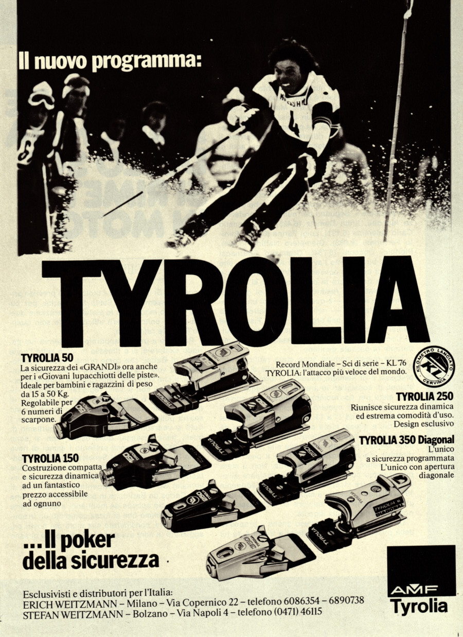 Attacchi Tyrolia ... il poker della sicurezza. Advertising 1976