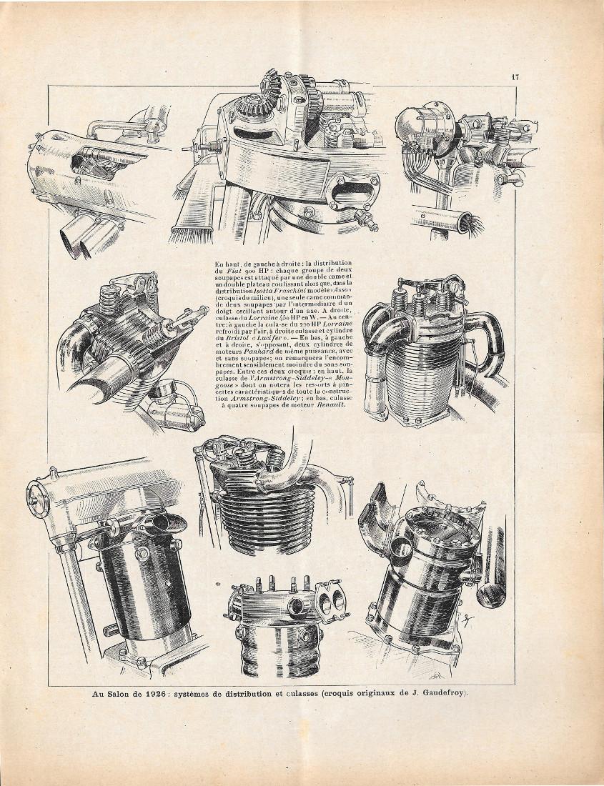 Au Salon de 1926, systèmes de distribution et culasses. Stampa …