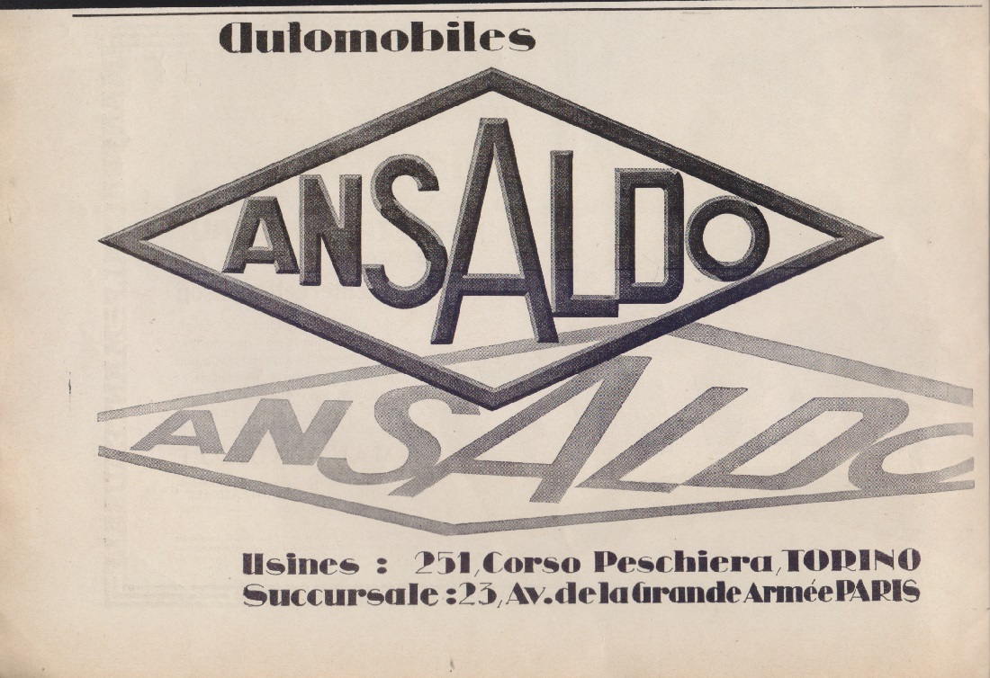Automobiles Ansaldo. Advertising 1926
