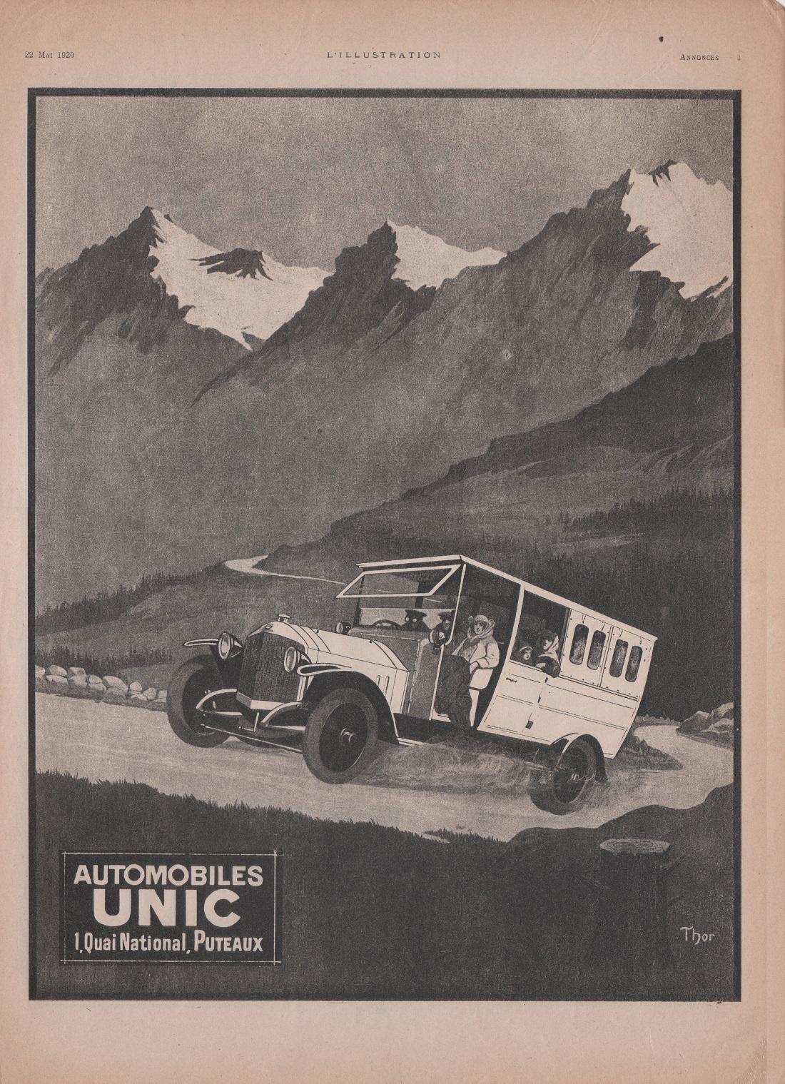 Automobiles Unic, Puteaux (Ill. Thor). Advertising 1920