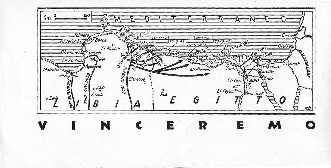 Avanzata italiana Nordafrica giugno 1942. Stampa 1942