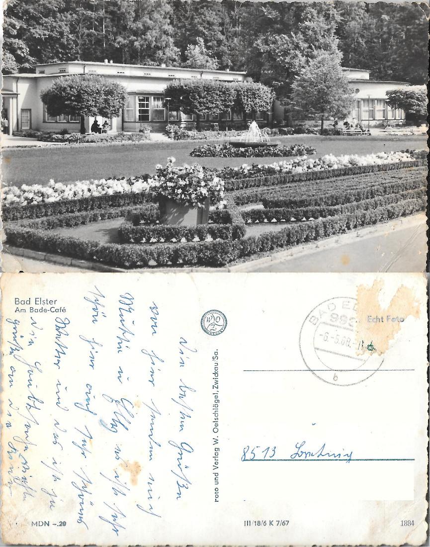 Bad Elster, Am Bade-Café . Viaggiata 1968