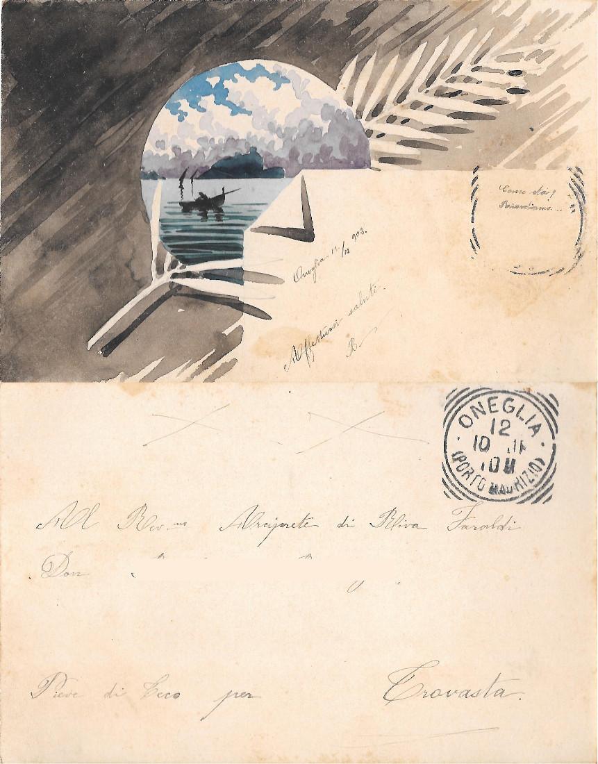 Barca dentro tondo. Viaggiata 1903