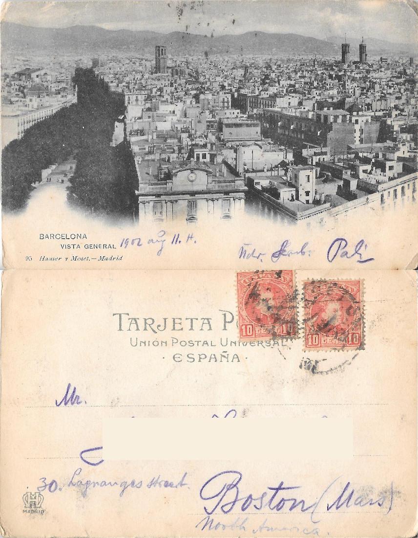 Barcelona. Vista general. Viaggiata 1902