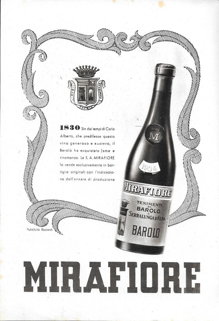 Barolo Mirafiore. Advertising 1942