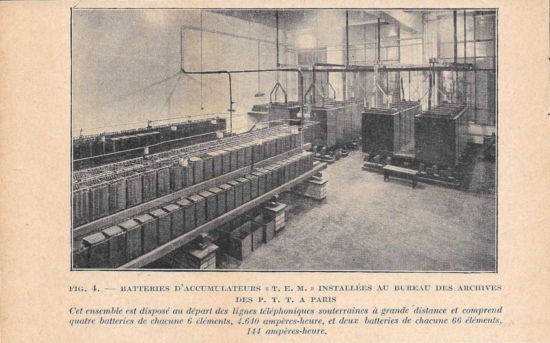 Batteries d'Accumulateurs TEM, bureau des archives de PTT a Paris …