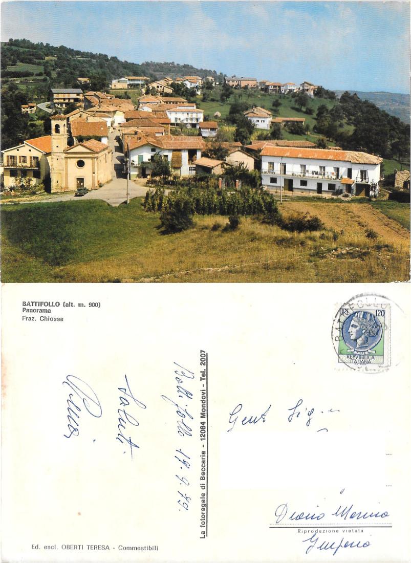 Battifollo (CN). Fraz. Chiossa . Viaggiata 1979