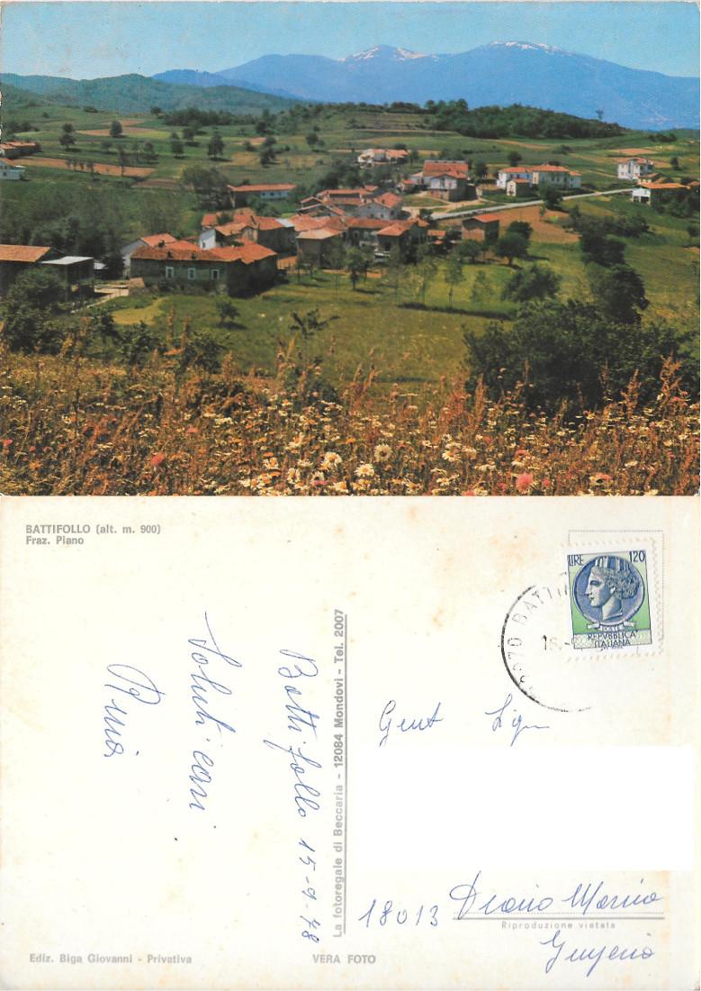 Battifollo (CN). Fraz. Piano. Viaggiata 1978