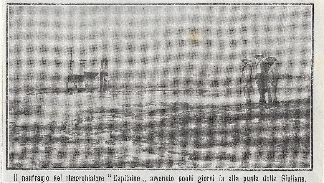 Bengasi. Il naufragio del rimorchiatore Capitaine. Stampa 1912
