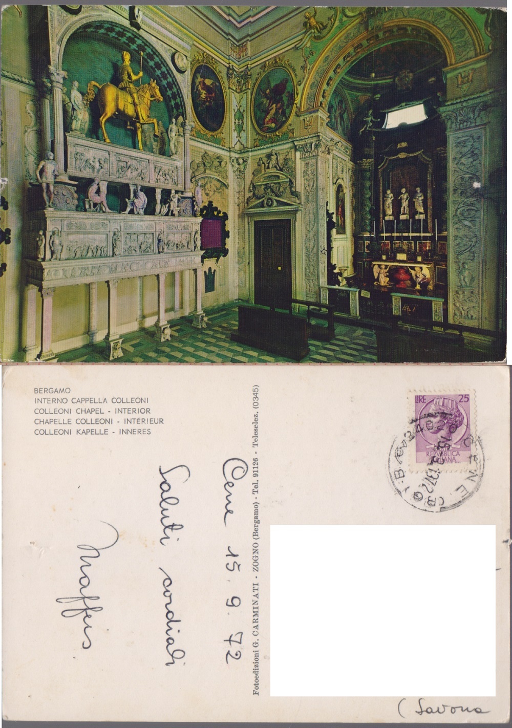 Bergamo. Interno Cappella Colleoni. Viaggiata 1972