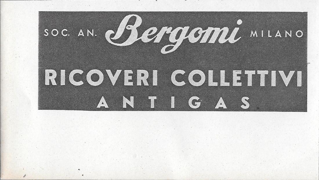 Bergomi. Ricoveri collettivi antigas. Advertising 1937