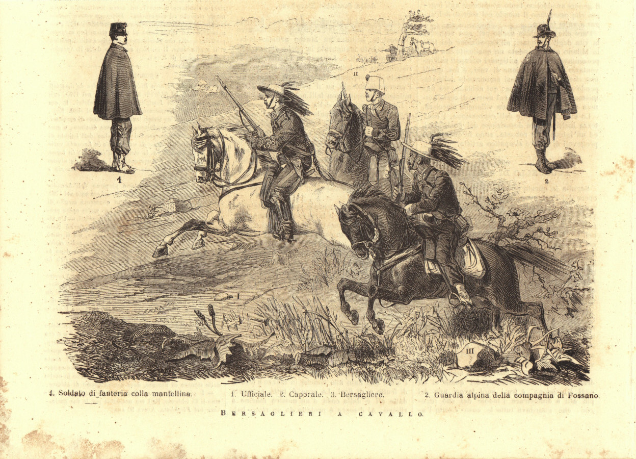 Bersaglieri a cavallo. Stampa 1876