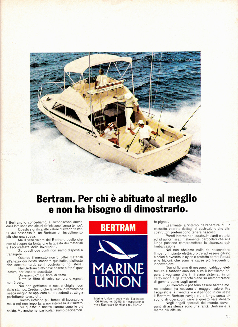 Bertram Marine Union/Fuoribordo Johnson 4 HP. Advertising 1974