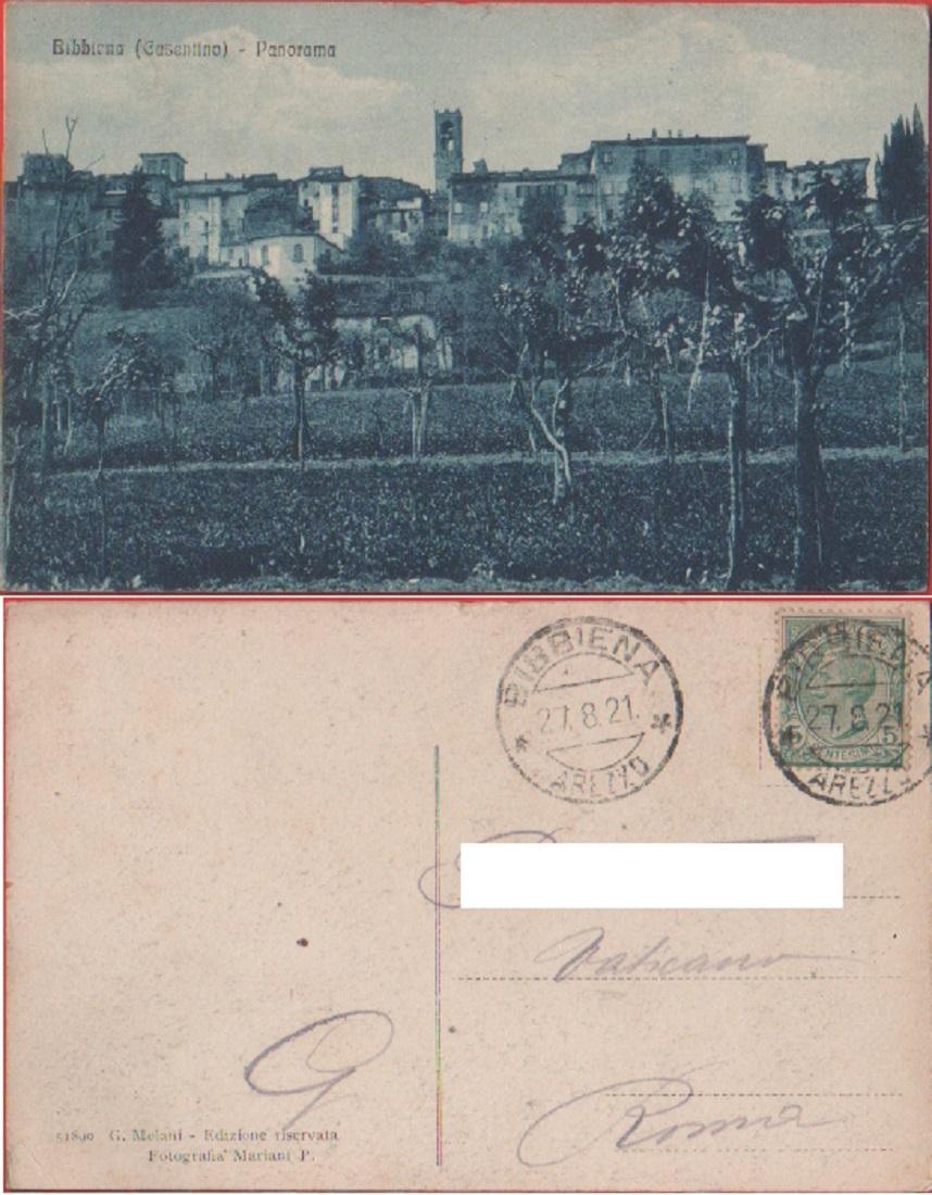 Bibbiena (Casentino) (AR). Panorama. Viaggiata 1921
