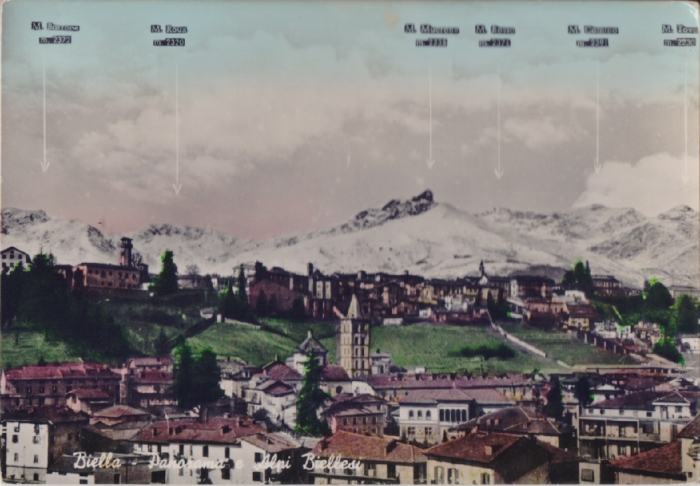 Biella. Panorama e Alpi Biellesi. Viaggiata 1955