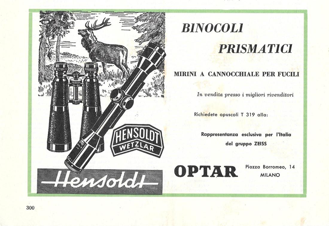 Binocoli prismatici Hensoldt Wetzlar. Pubblicita 1959