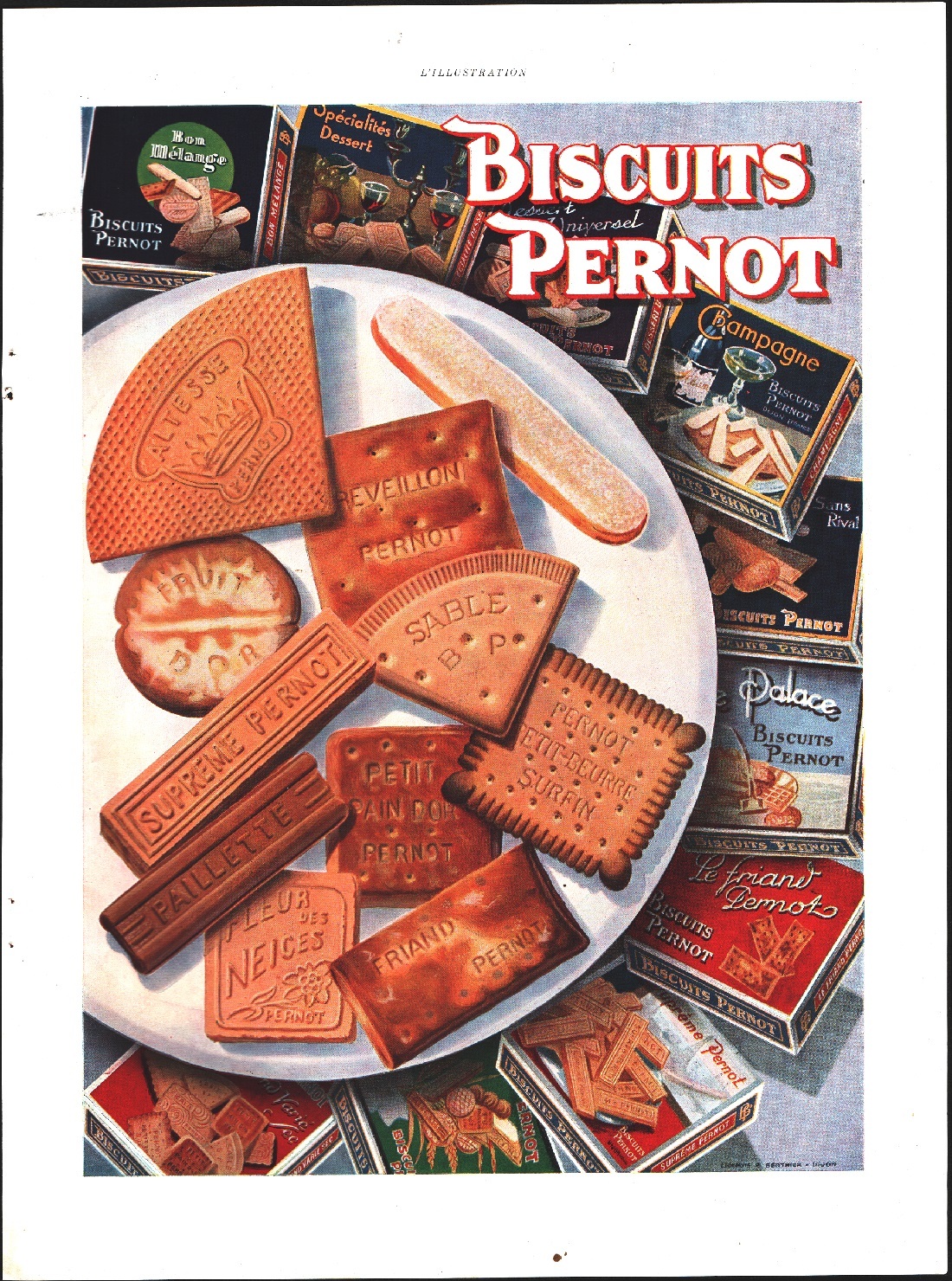 Bisquits Pernot / Chaussure Wood-Milne. Advertising 1932