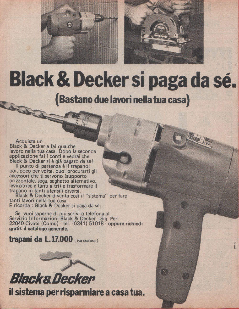 Black&amp;Deker si paga da sé. Advertising 1975