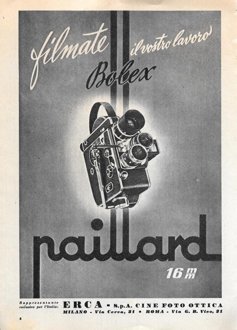 Bolex. Paillard 16 mm. Advertising 1956