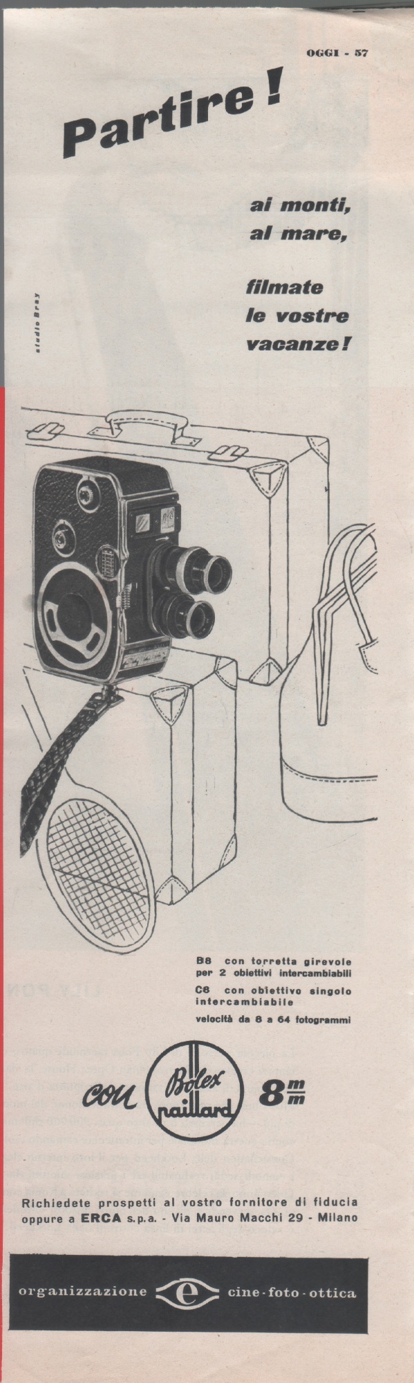 Bolex Paillard 8 mm. Advertising 1957