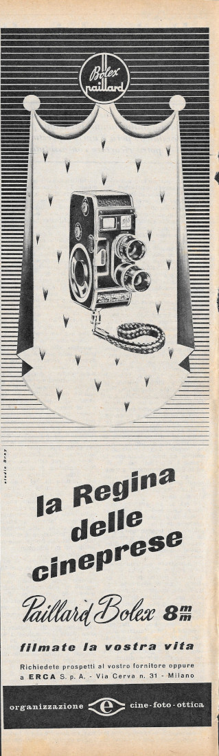 Bolex Paillard, la regina delle cineprese - Advertising 1956