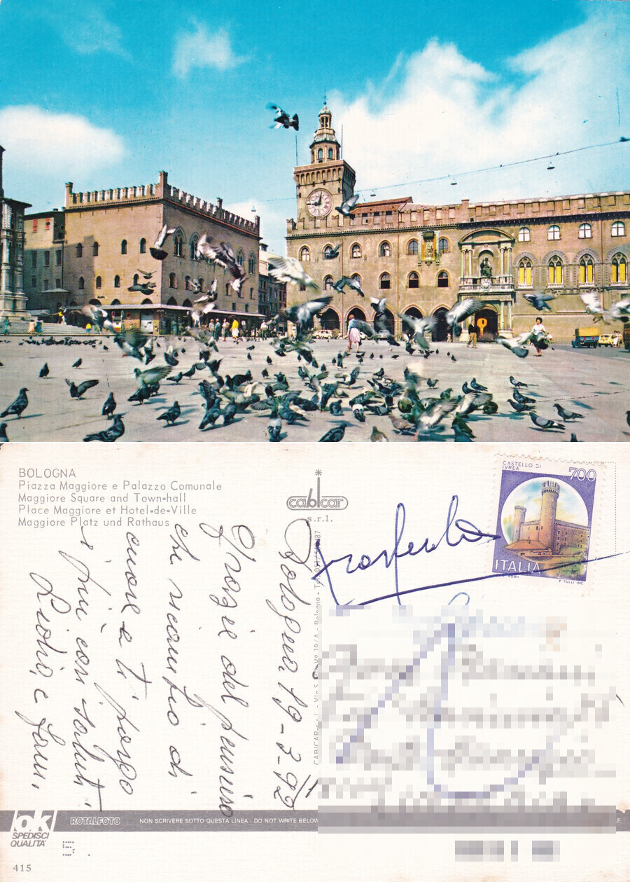 Bologna. Piazza Maggiore e Palazzo Comunale - Viaggiata 1992