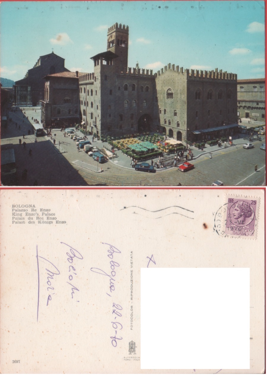 Bologna. Piazza Re Enzo. Viaggiata 1970
