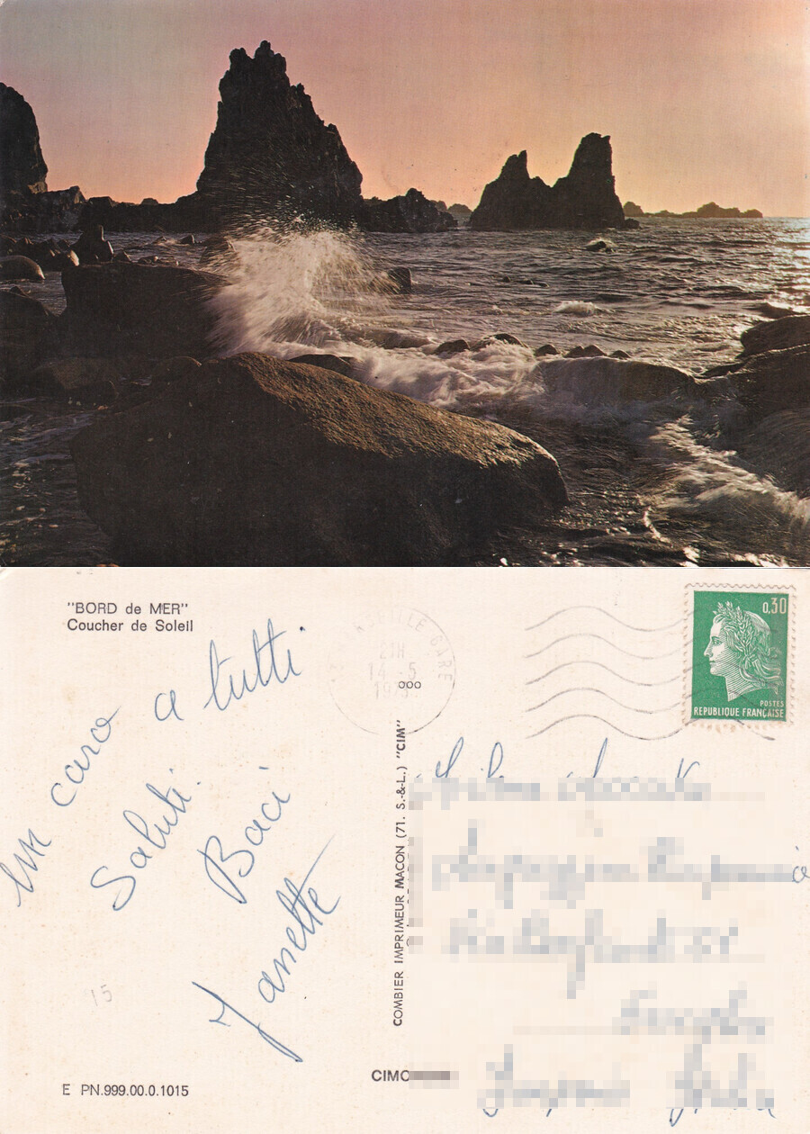 Bord de mer. Coucher de Soleil. France - Viaggiata 1973