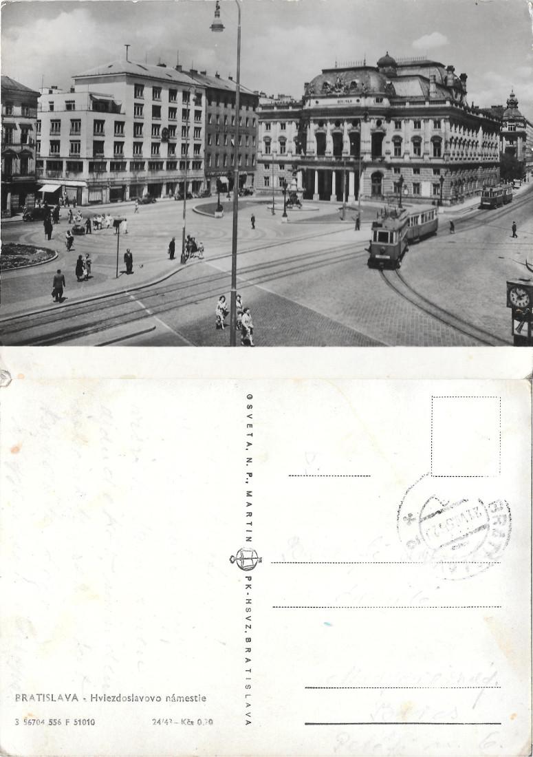 Bratislava. Hviezdoslavovo namestie. Viaggiata 1956