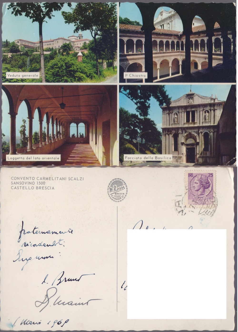 Brescia. Convento Carmelitani Scalzi. Viaggiata 1969