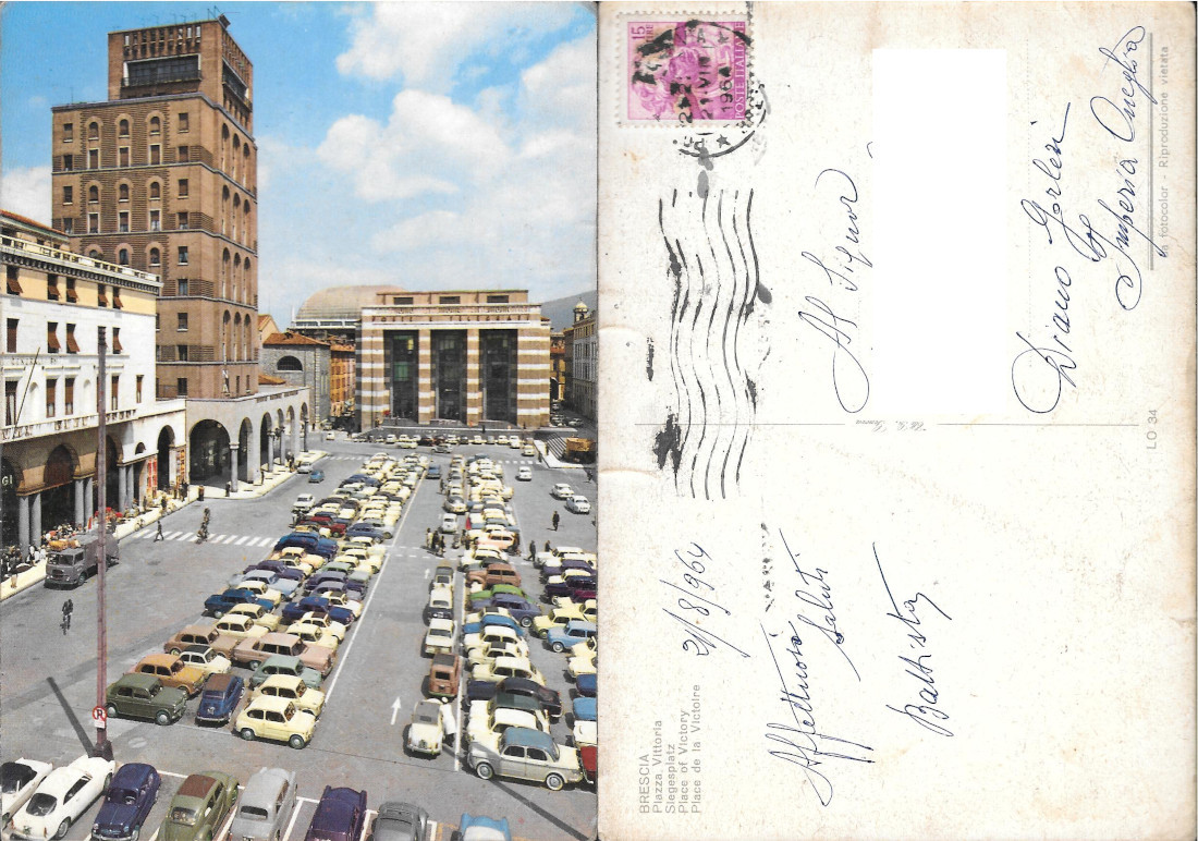 Brescia. Piazza Vittoria. Viaggiata 1964