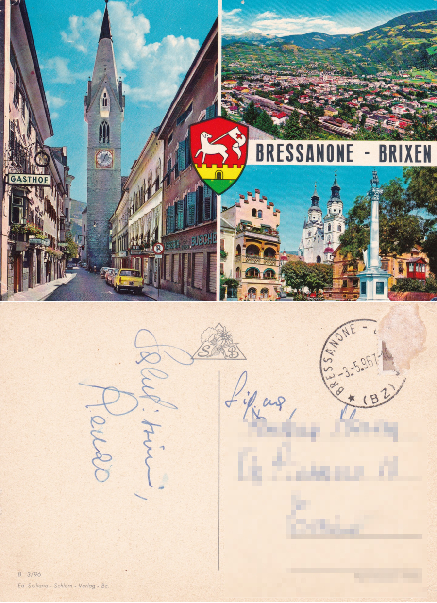 Bressanone-Brixen. Viaggiata 1967