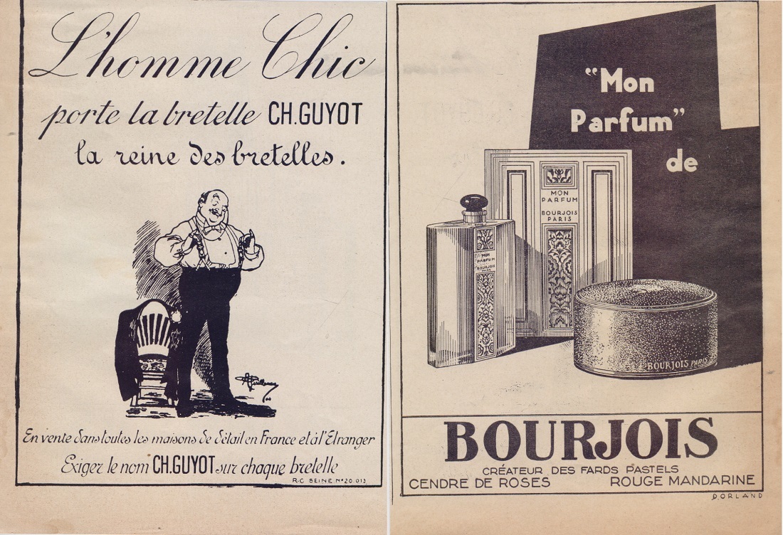 Bretelles CH. Guyot/Parfum Bourjois. Advertising 1926