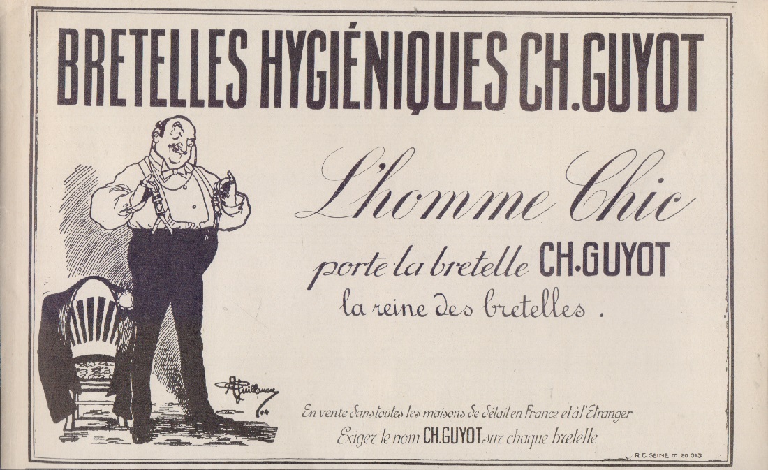 Bretelles Hygieniques Ch. Guyot. Advertising 1925