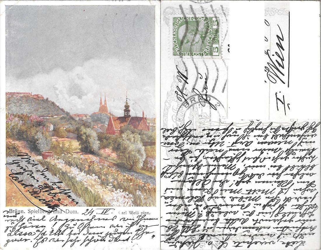 Brunn (Brno). Spielberg und Dom (Carl Weiss). Viaggiata 1913