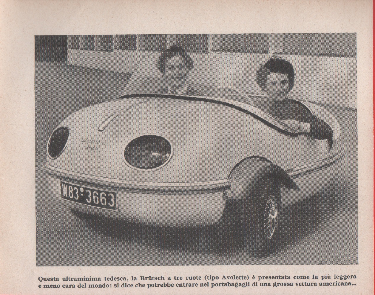 Brutsch a tre ruote. Immagine 1957