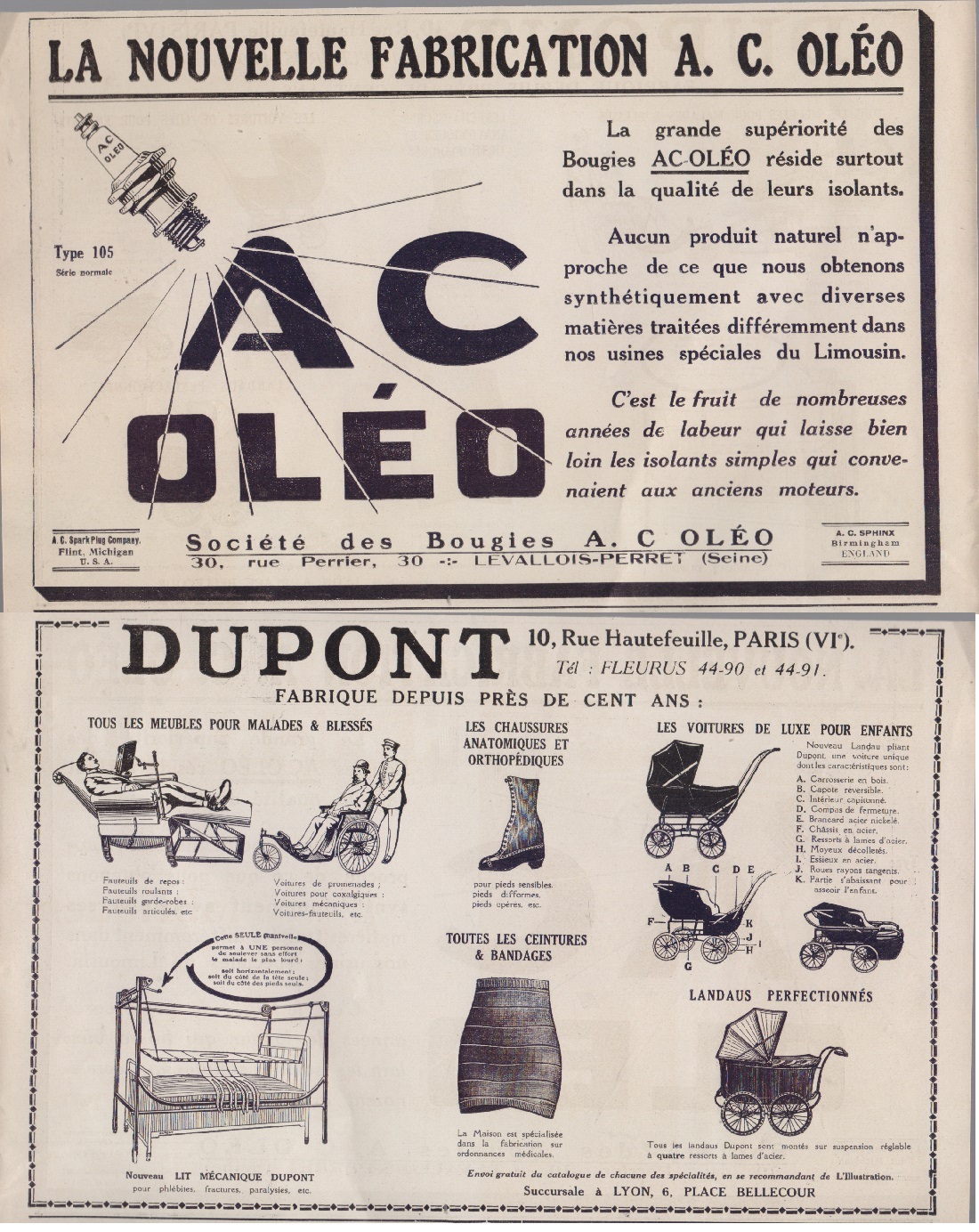 Bugies AC Oleo / Dupont. Advertising 1924