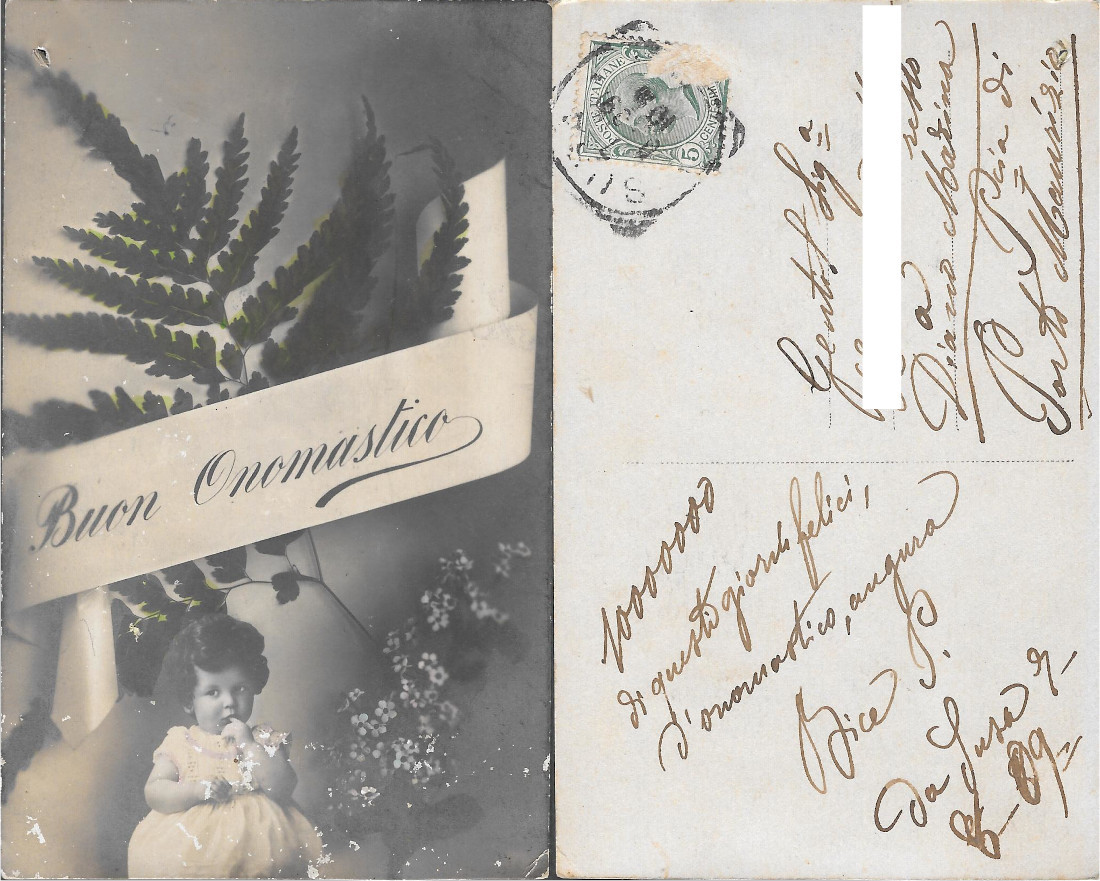 Buon Onomastico. Viaggiata 1909