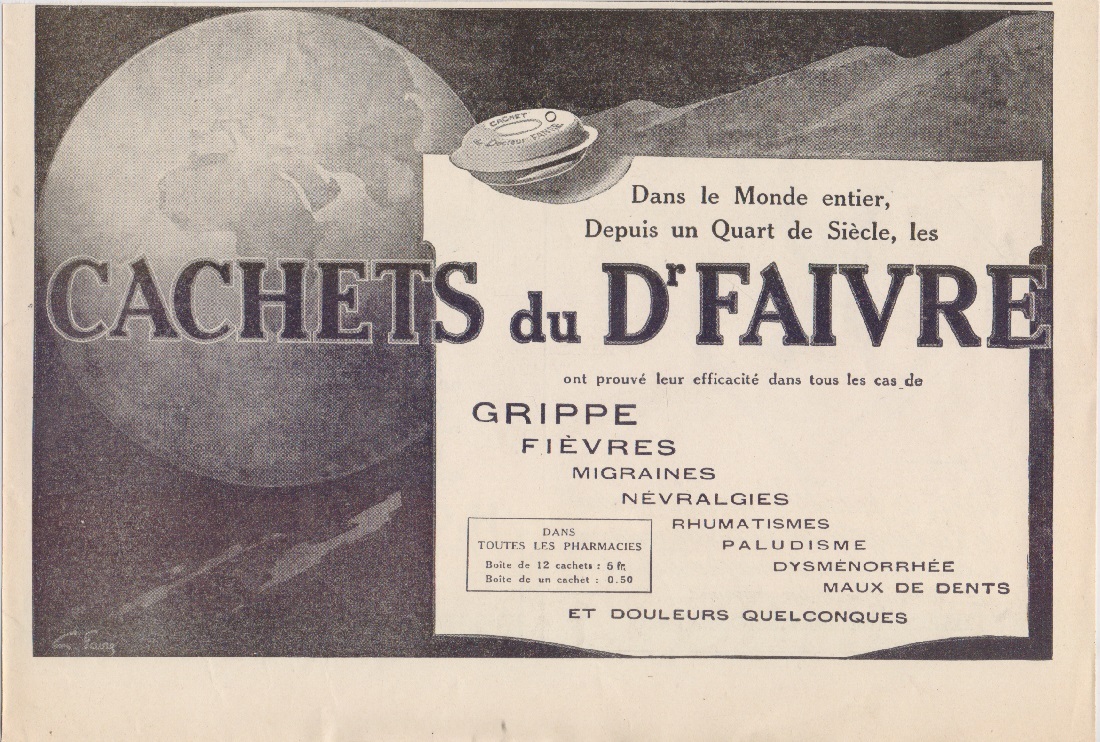 Cachets du Dr. Faivre. Advertising 1926