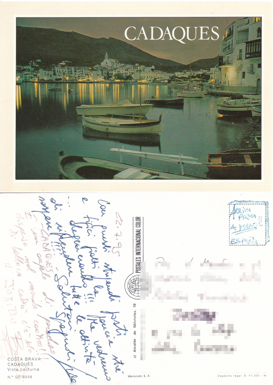 Cadaques. Costa Brava.Vista nocturna. Viaggiata 1995