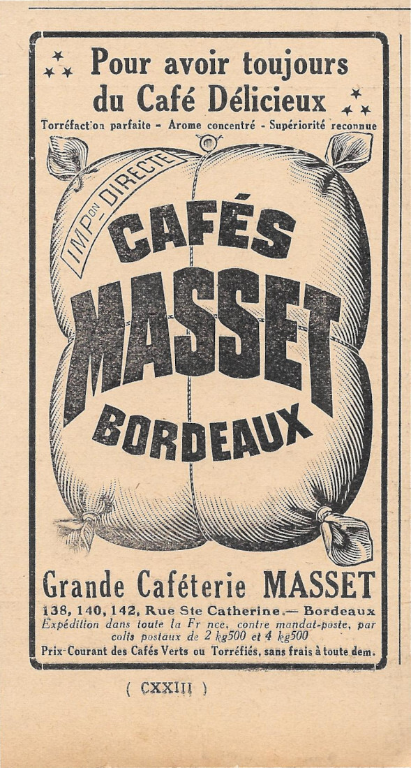 Cafes Masset Bordeaux - Advertising 1928