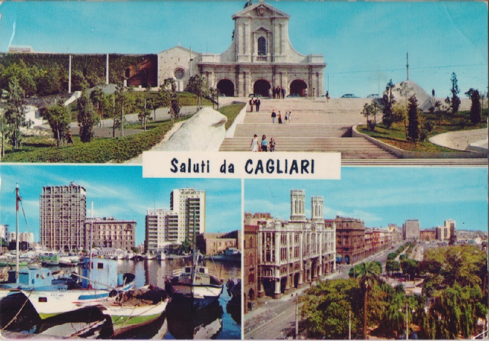Cagliari saluti. Vedutine. Viaggiata 1969