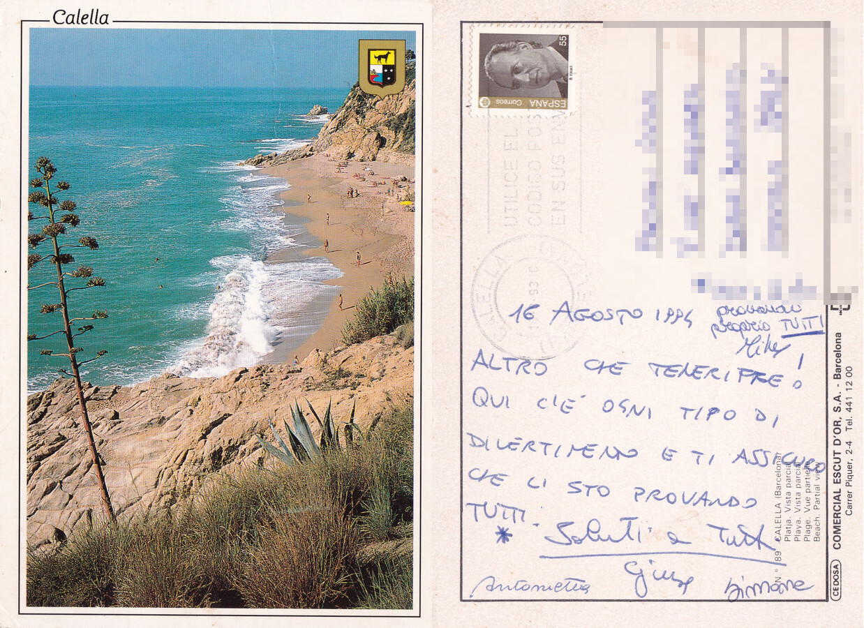 Calella. Platja. Vista parcial. Viaggiata 1993