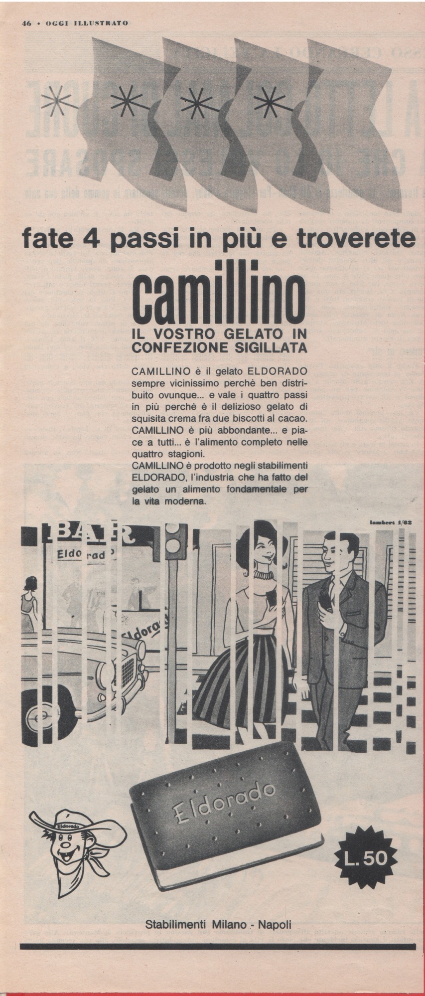 Camillino Eldorado. Advertising 1962