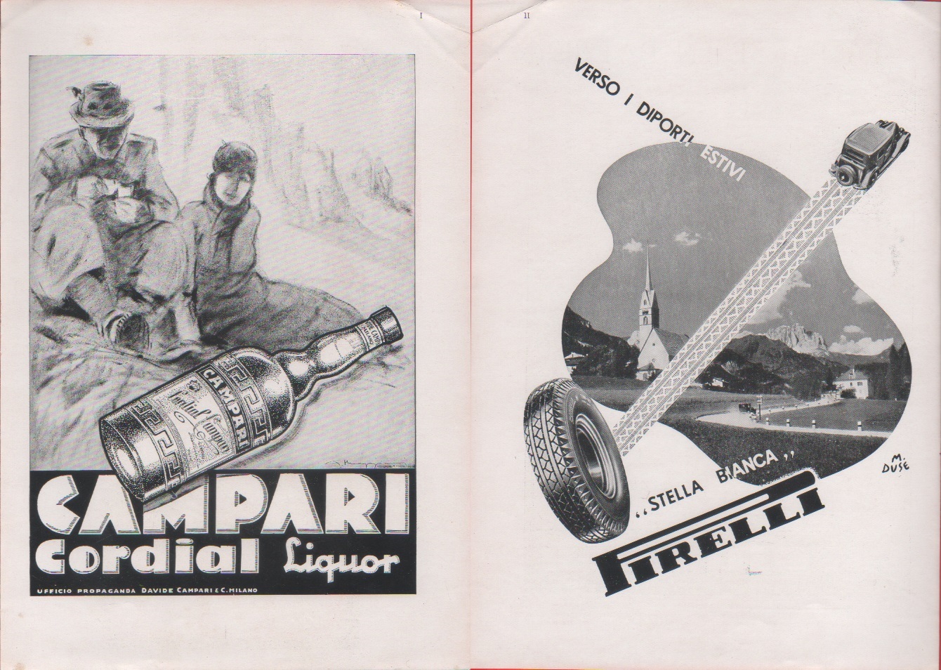 Campari Cordial Liquor/ Pirelli. Advertising 1937