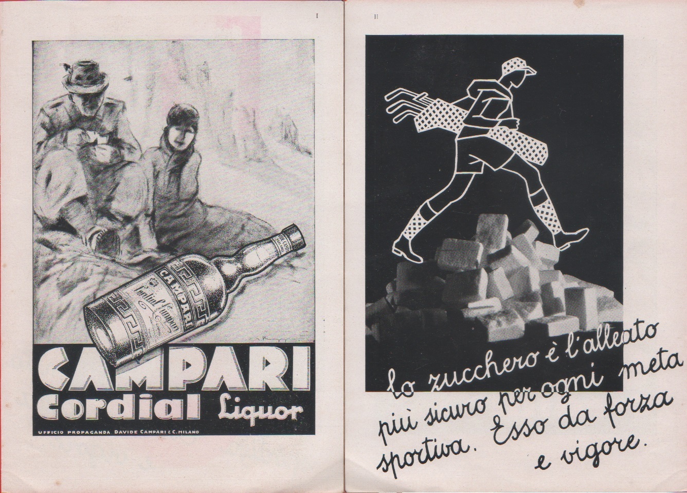 Campari Cordial Liquor/ Zucchero. Advertising 1937