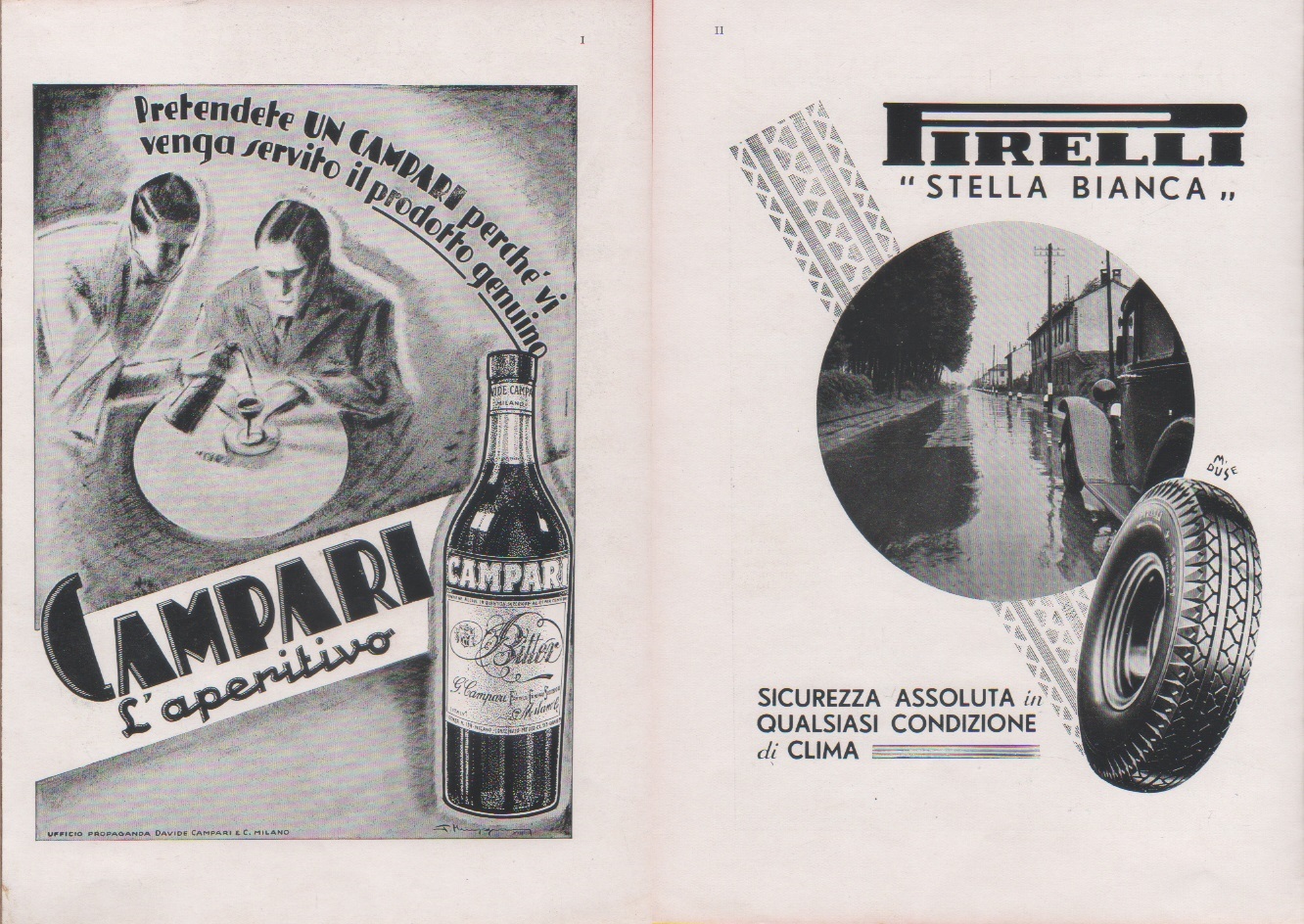 Campari l'aperitivo / Pirelli. Advertising 1937