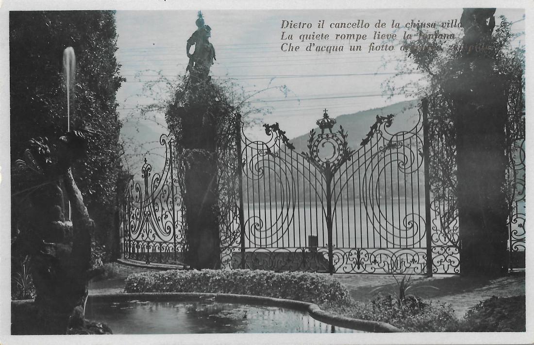 Cancello sul lago con verso dorato. Non viaggiata, originale