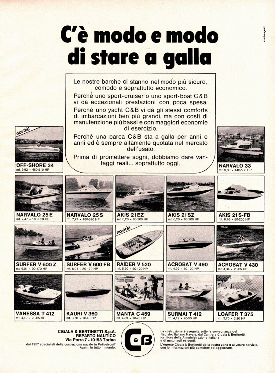 Cantiere Cigala&amp; Bertinetti/ Novel tecnologia nell'elettronica. Advertising 1975